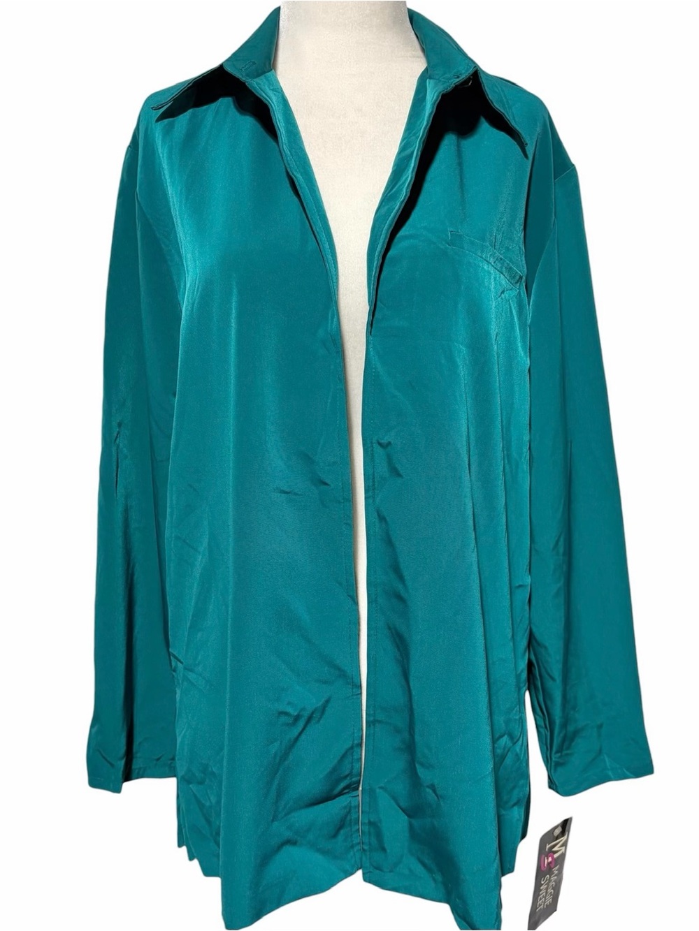 NWT Vintage 90s Maggie Sweet One Button Topper Jacket Teal Petite Size Medium